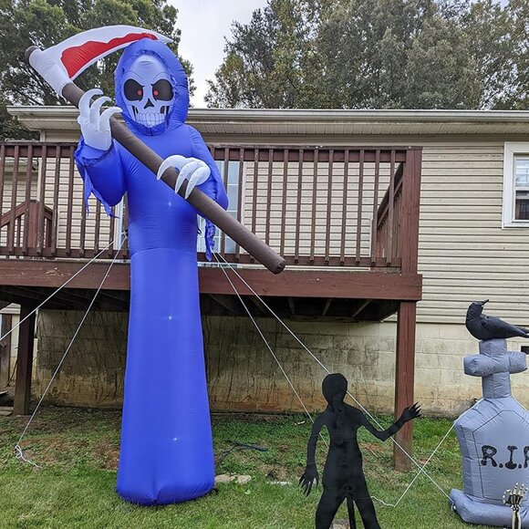 12 Ft Grim Reaper Ghost Halloween Blow Up Inflatable Decoration with LED Light - Picture 1 of 9